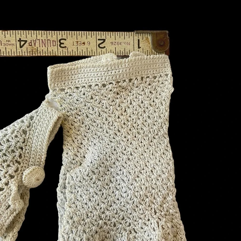 Vintage 1950’s Women's Blue Cotton Dress Gloves Crocheted Lace New Deadstock